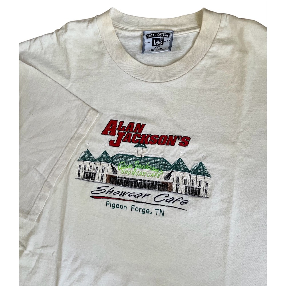 Vintage Alan Jackson Showcar Cafe Pigeon Forge TN Lee T-Shirt Mens XXL White USA
